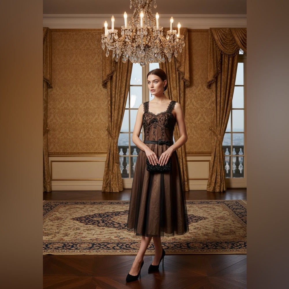 De Laru Y2K Lace Beaded Gothic Vamp Dress